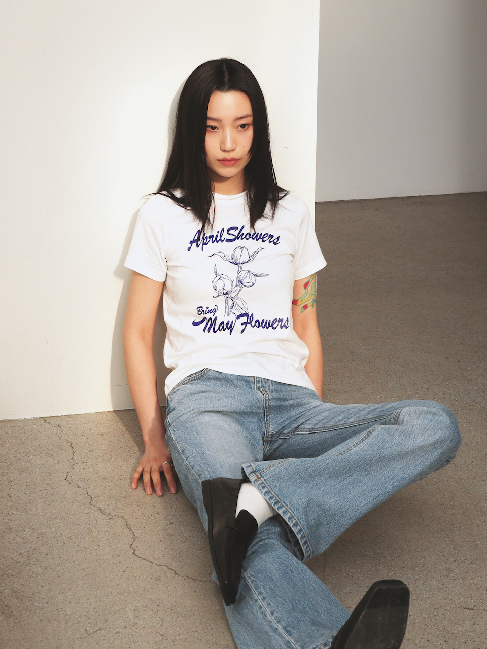 May flower T-shirt Slim fit White