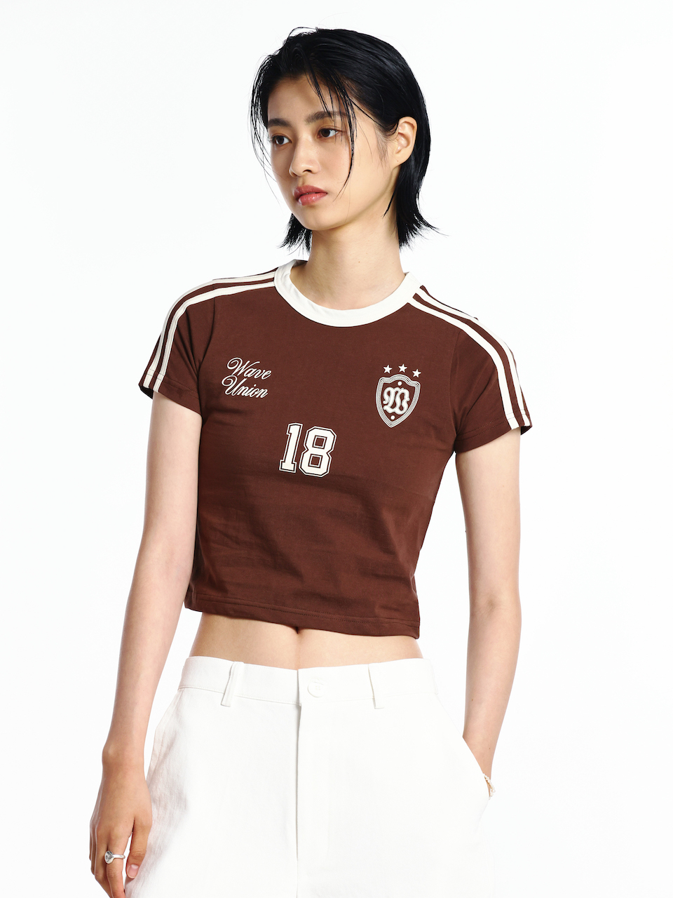 No.18 Football jersey Tight T-shirt brown